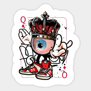 Playing Card Queen Monster Graffiti Street Art Sticker